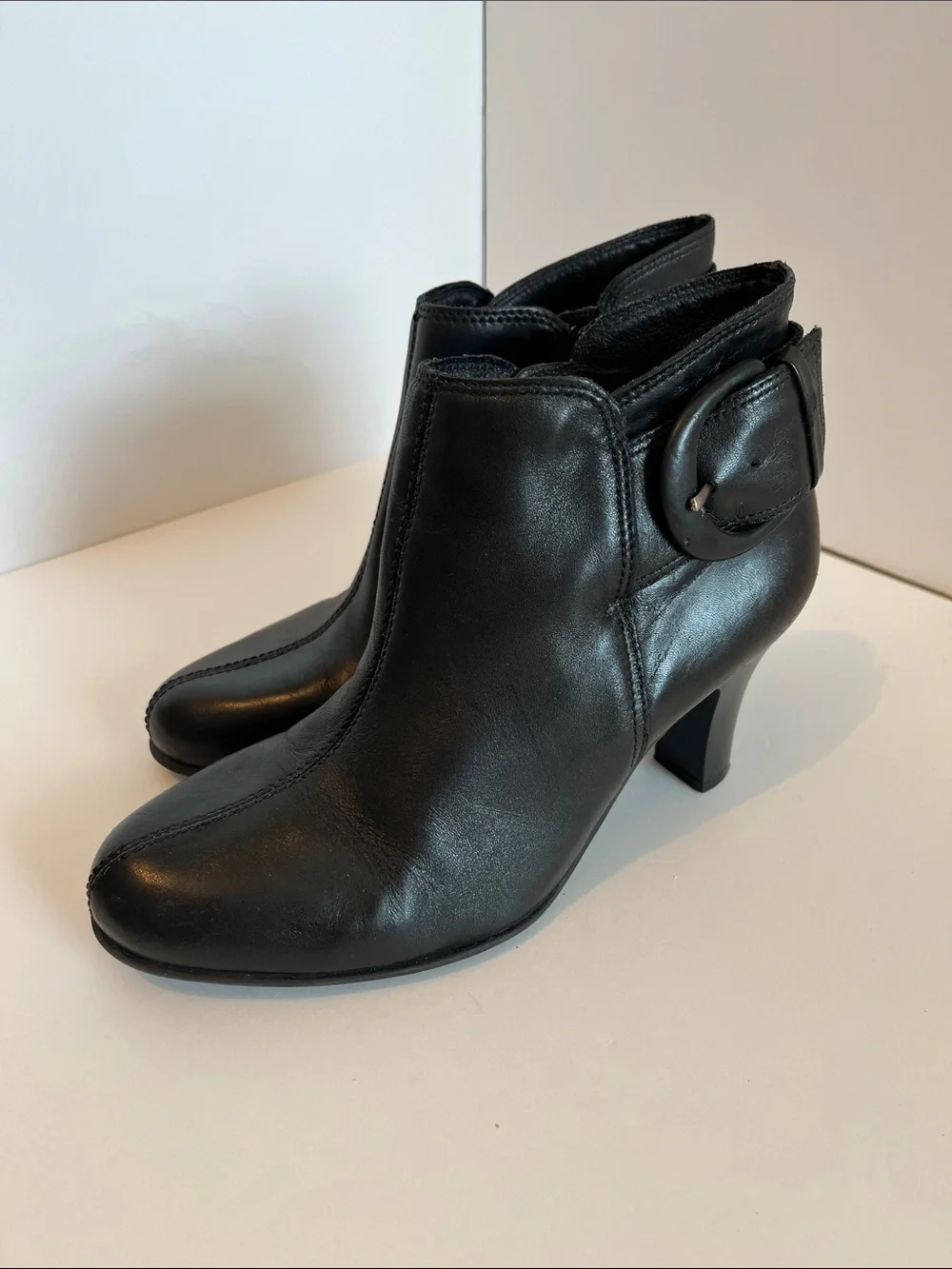 Nurture - Danah Black Leather Buckle Ankle Booties